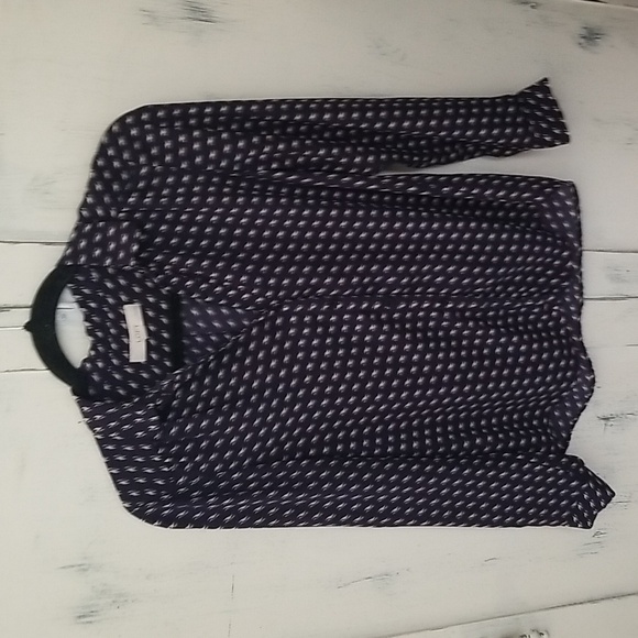 Loft Navy and white  print long sleeved Blouse/top sz. SP - Picture 1 of 4